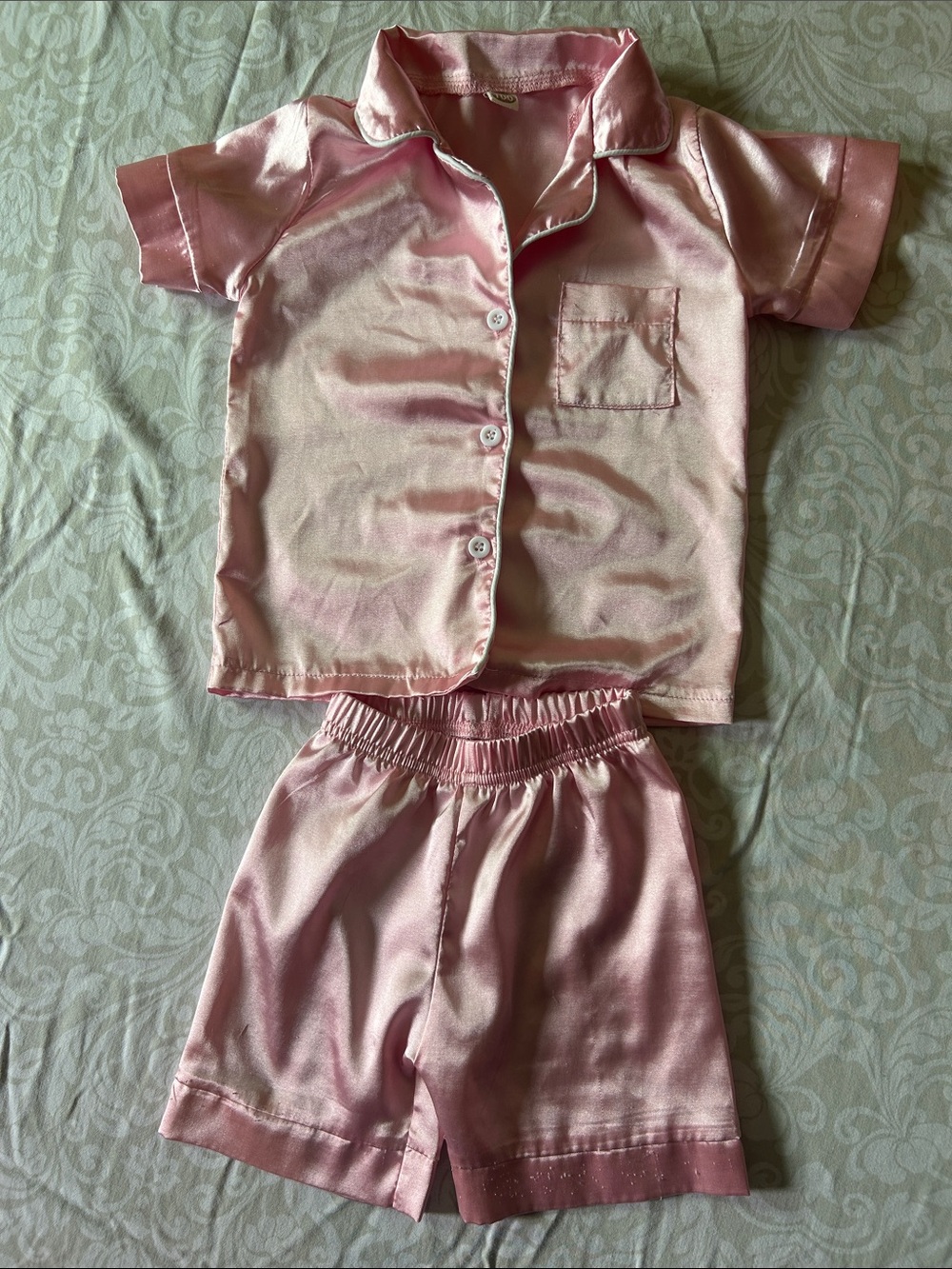Girls' Pink Satin Short Pajama Set - Soft Sleepwear